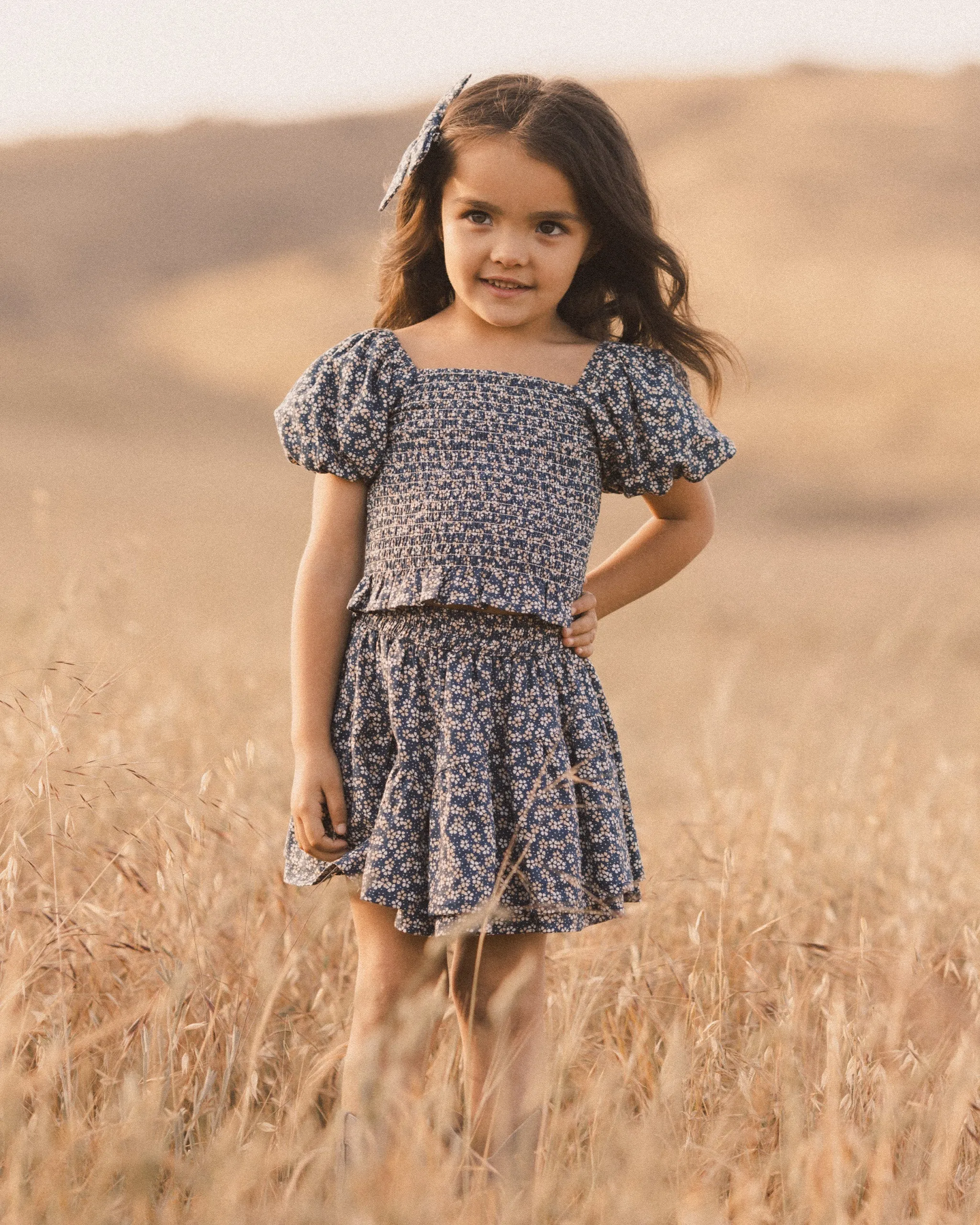 Tiered Mini Skirt | Blue Floral