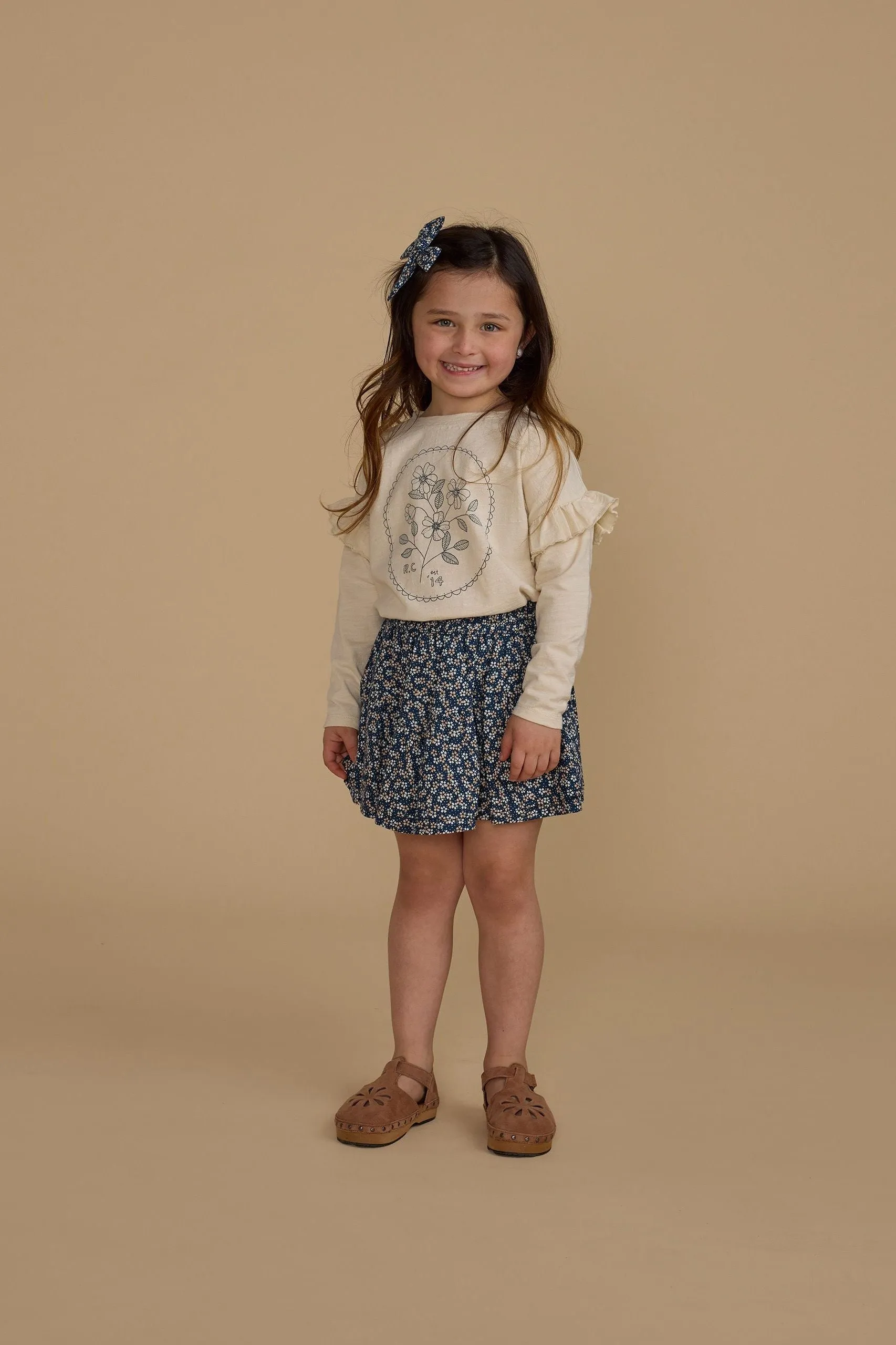 Tiered Mini Skirt | Blue Floral