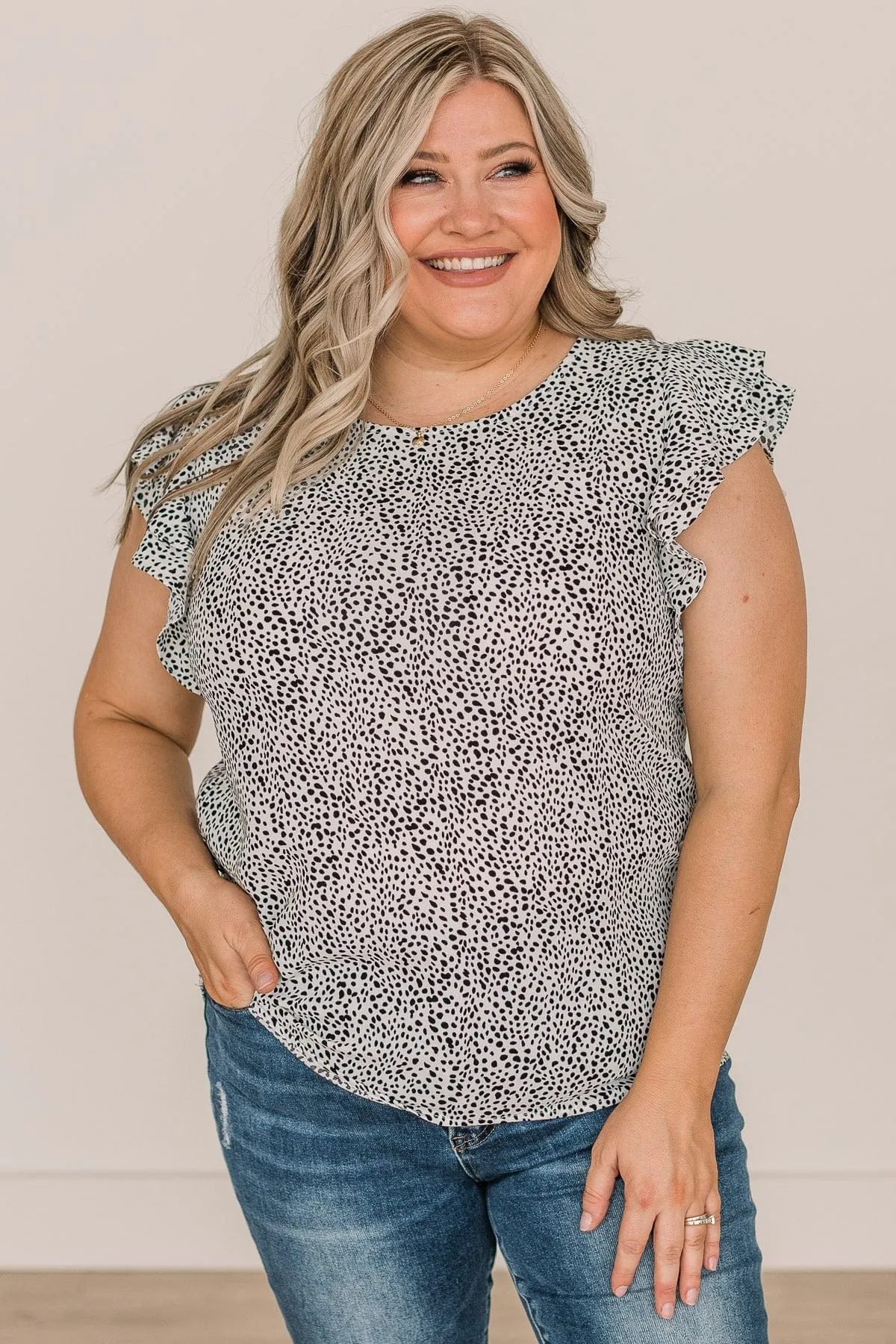Timeless Moments Spotted Ruffle Blouse- Ivory