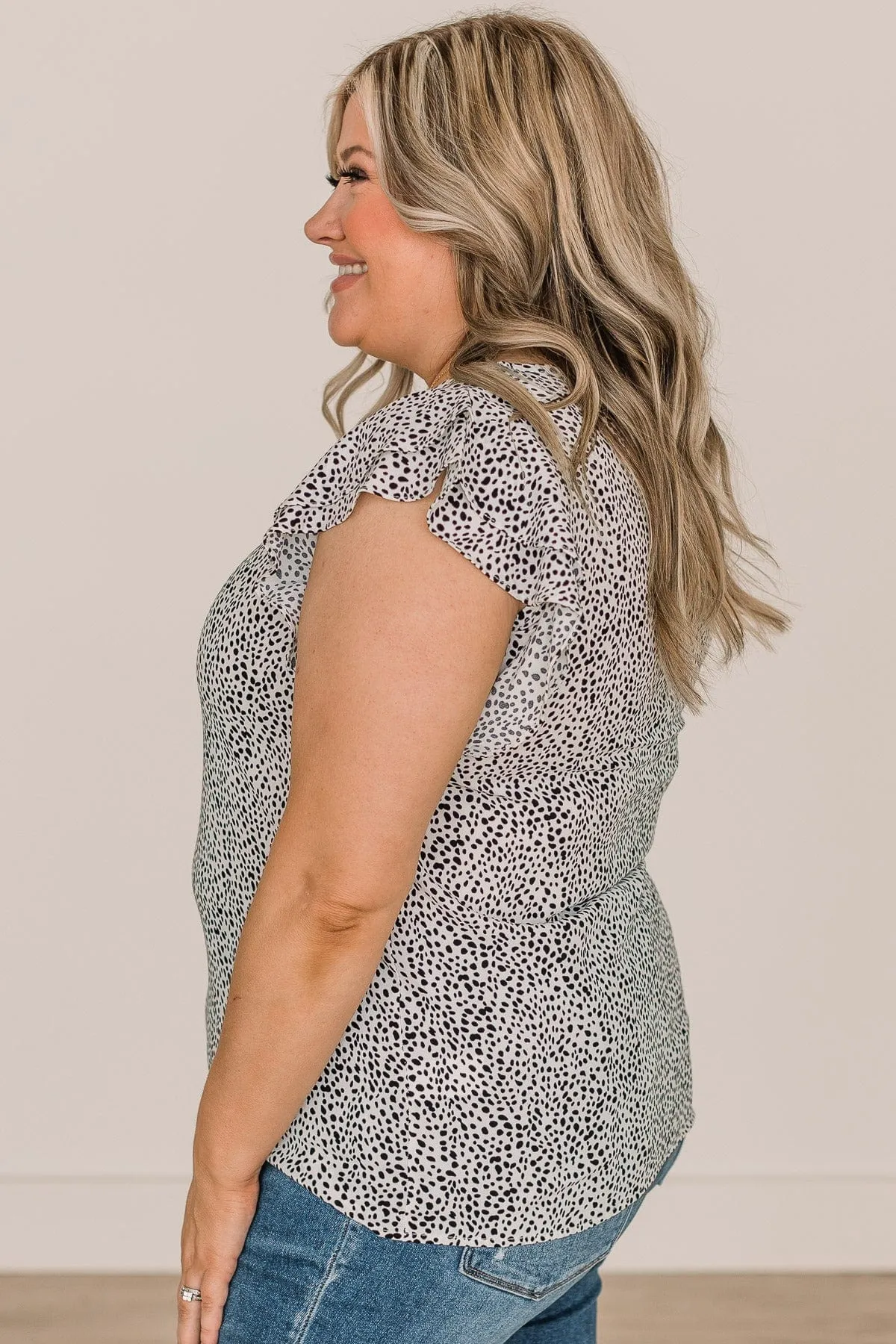 Timeless Moments Spotted Ruffle Blouse- Ivory