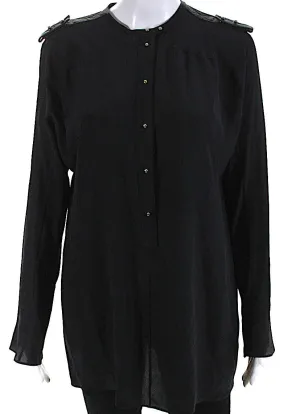 Tom Ford Black Studded Silk Long Sleeve Blouse