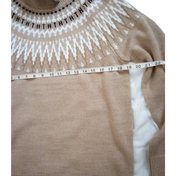 Tommy Hilfiger Women's Sweater Sz M Fair Isle Turtleneck Sweater Tan Brown NWT