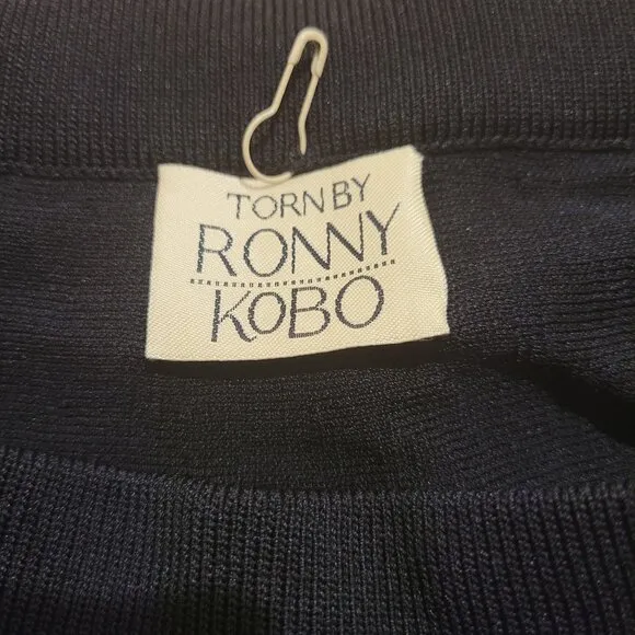 Torn by Ronny Kobo Rae Skirt Black Scallop Hem Mini Skirt Knit XS