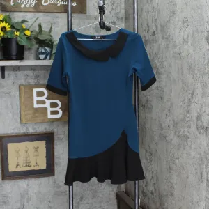 TOV Womens Knit Crepe Fit & Flare Dress 1668f6d9bd4baf Blue Green / Black 42