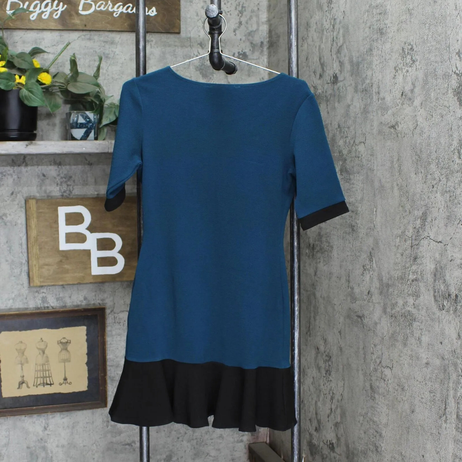 TOV Womens Knit Crepe Fit & Flare Dress 1668f6d9bd4baf Blue Green / Black 42