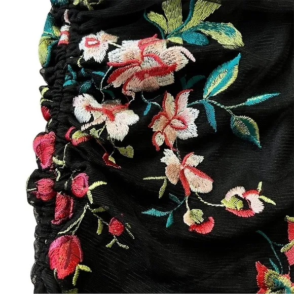 Tularosa Skirt Emily Floral Embroidered Mini Black Small