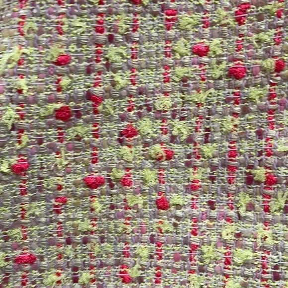 Tweed yellow and hot pink midi pencil skirt