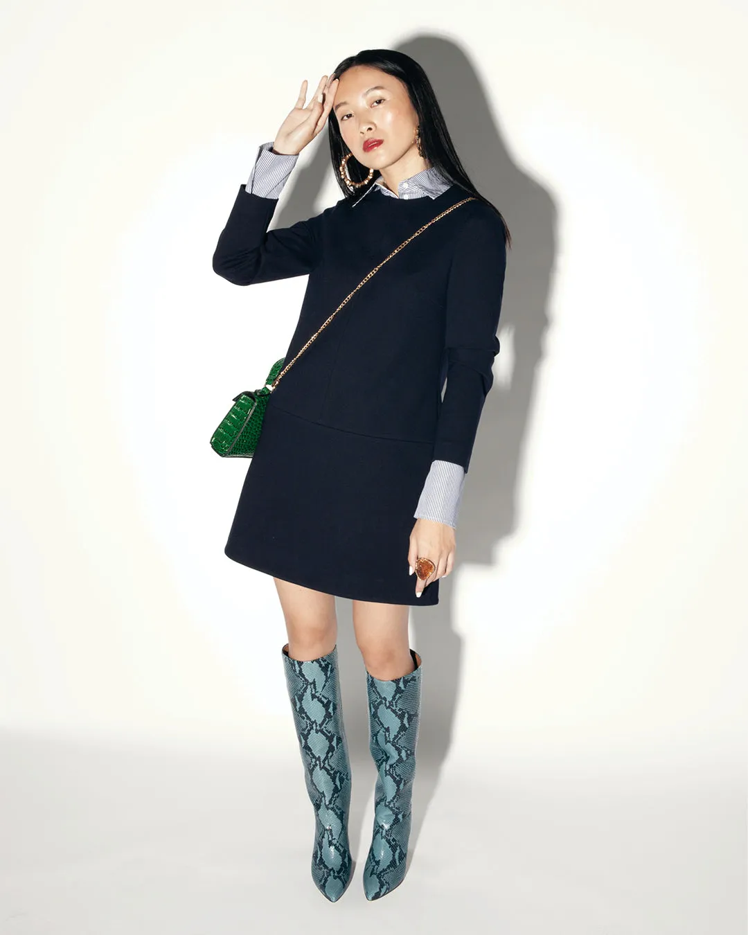Twiggy Shift Dress in Navy