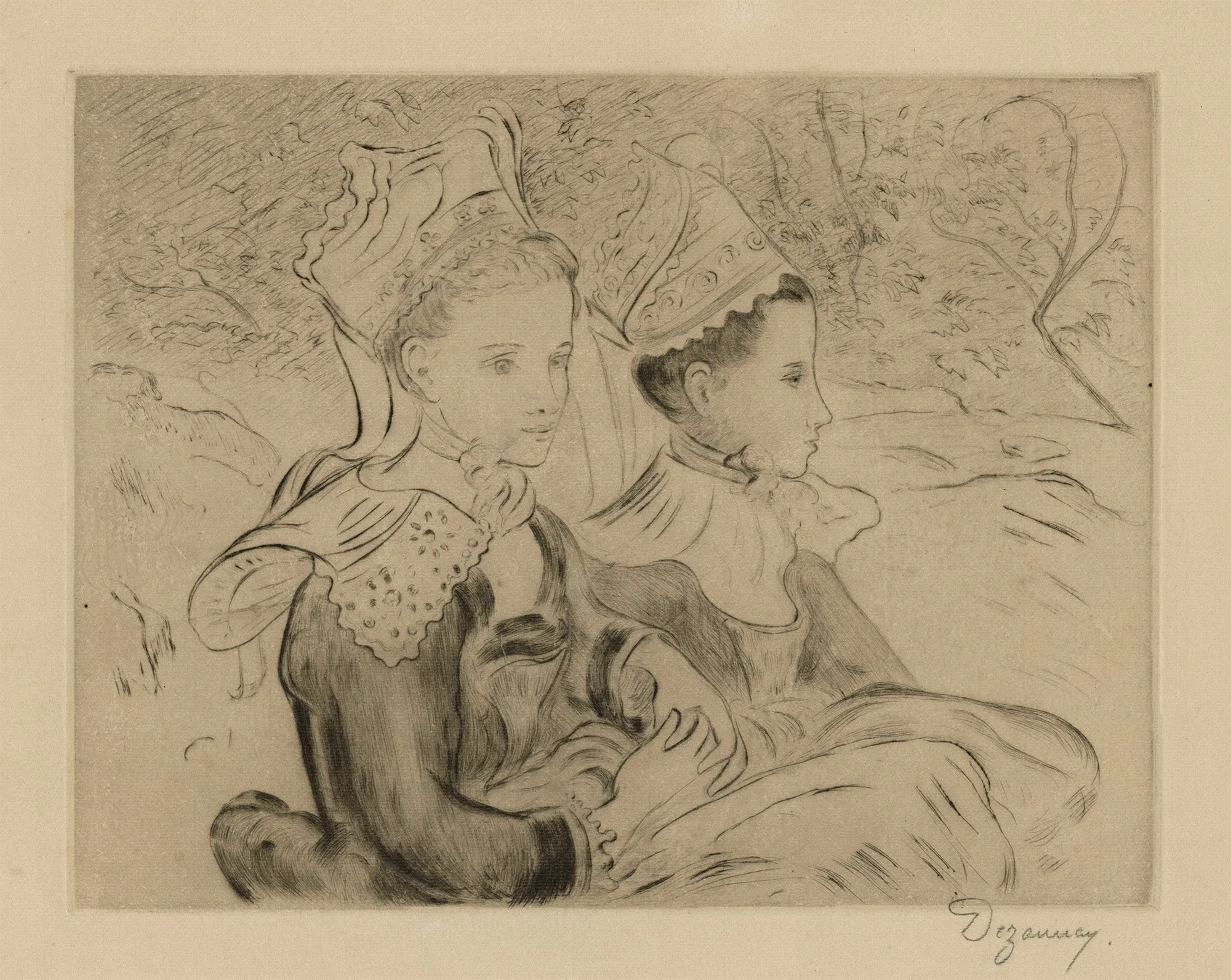 Two Bretton Women in Headdress