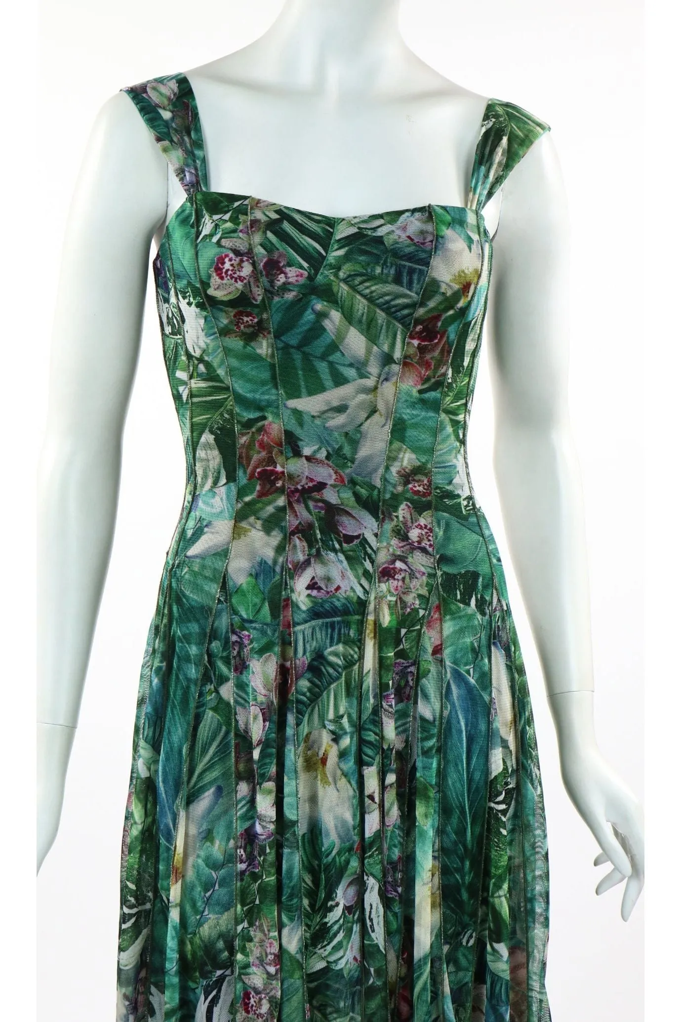 TYLER Sleeveless Mid Calf Fit N Flare Mesh Dress