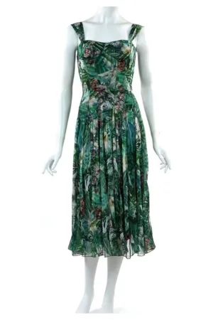 TYLER Sleeveless Mid Calf Fit N Flare Mesh Dress