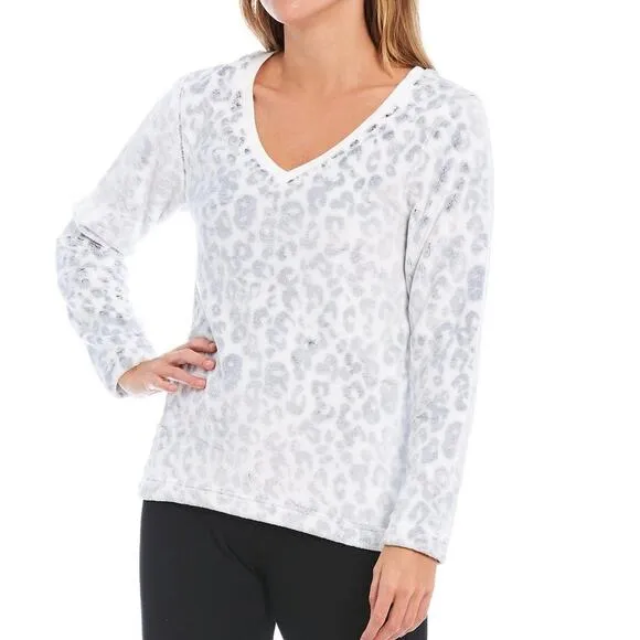 Ugg Women's Top Daisy Fleece Cotton Blend V-neck Long Sleeve Sweater Size S