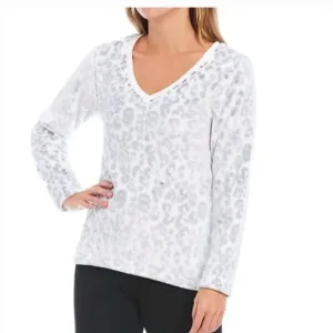 Ugg Women's Top Daisy Fleece Cotton Blend V-neck Long Sleeve Sweater Size S