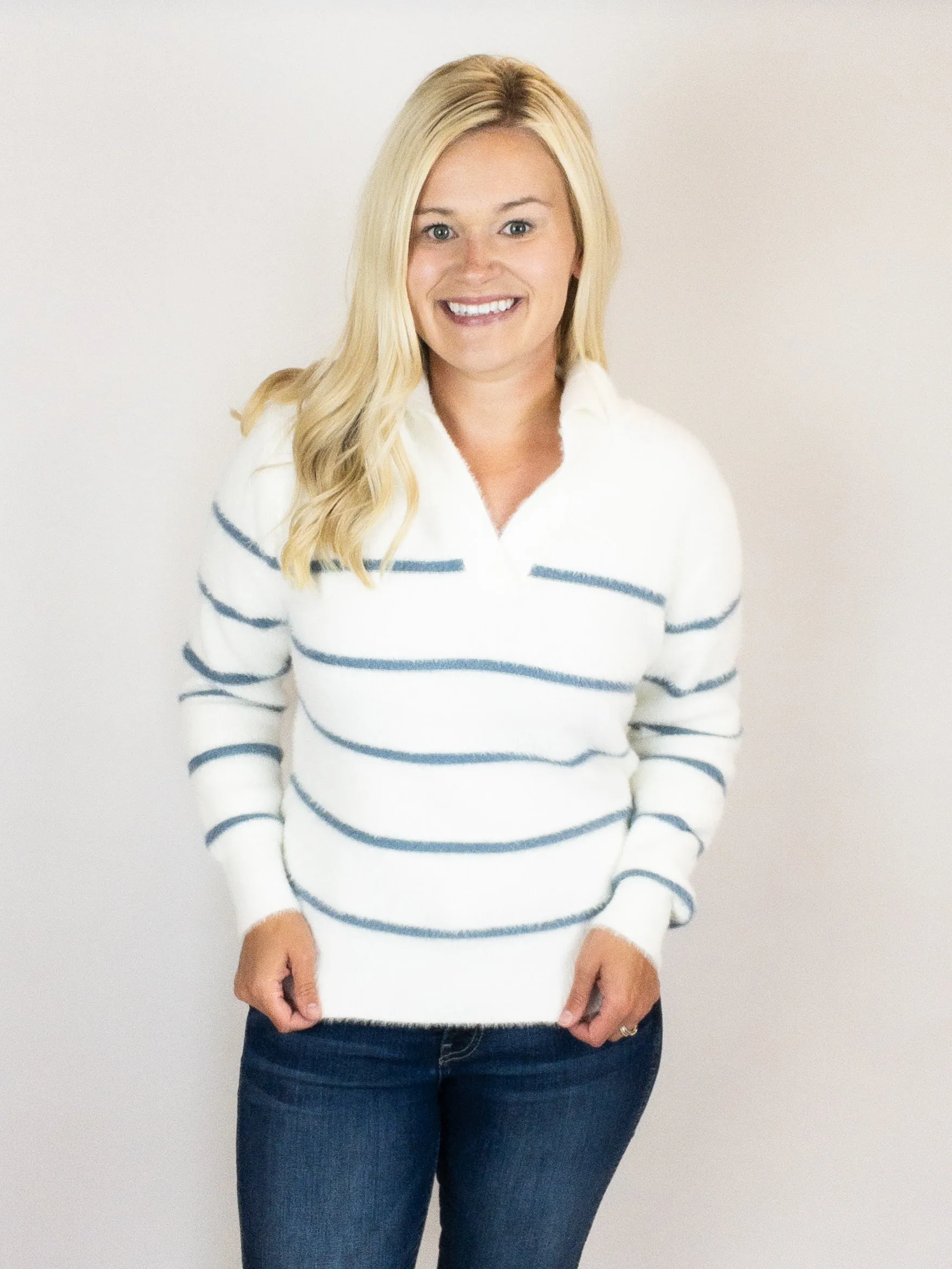 Ultra Cozy Light Blue Stripe Sweater