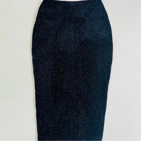 Unique Vintage Black Silver Speckled Mini Wiggle Pinup Retro Skirt Small