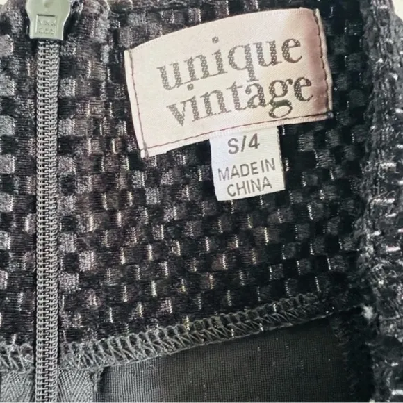 Unique Vintage Black Silver Speckled Mini Wiggle Pinup Retro Skirt Small