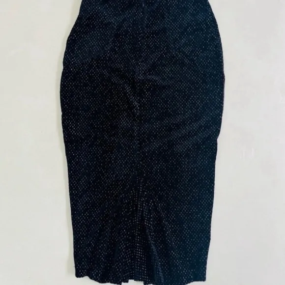 Unique Vintage Black Silver Speckled Mini Wiggle Pinup Retro Skirt Small