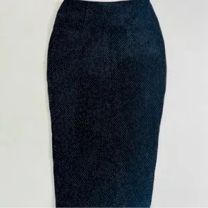 Unique Vintage Black Silver Speckled Mini Wiggle Pinup Retro Skirt Small