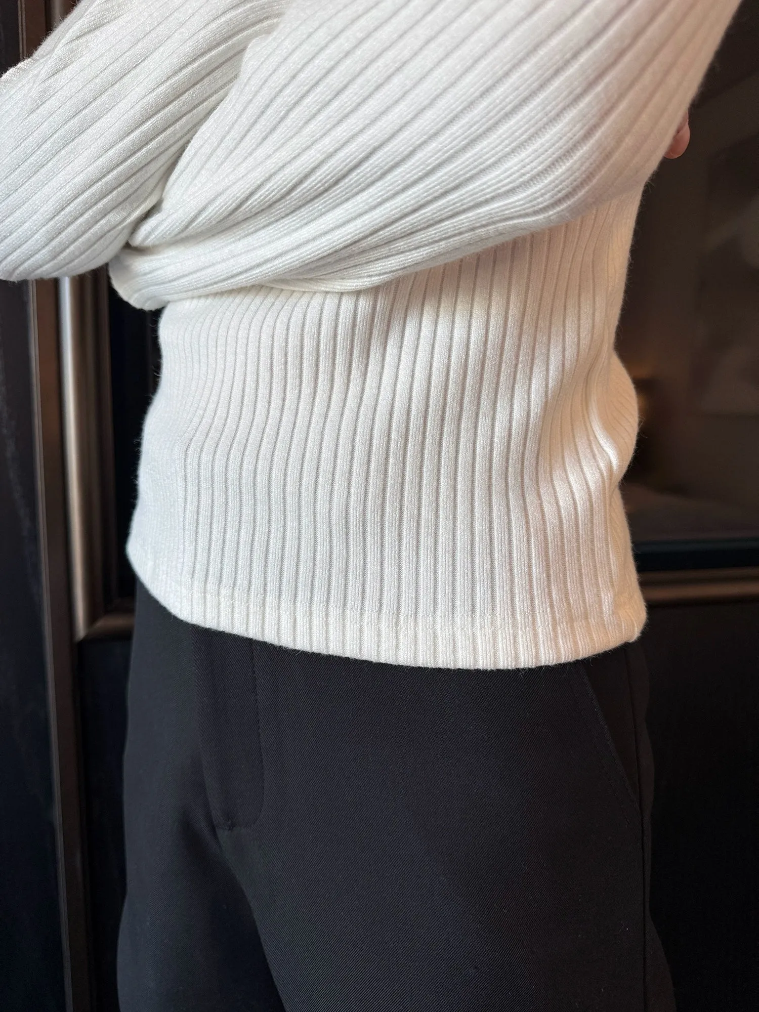V-Neck Button Slim Knit Sweater