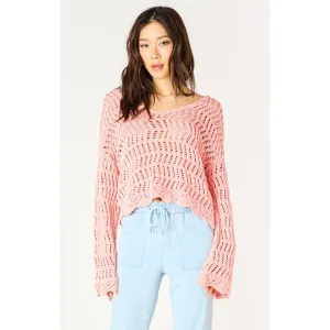 V NECK CROCHET SWEATER