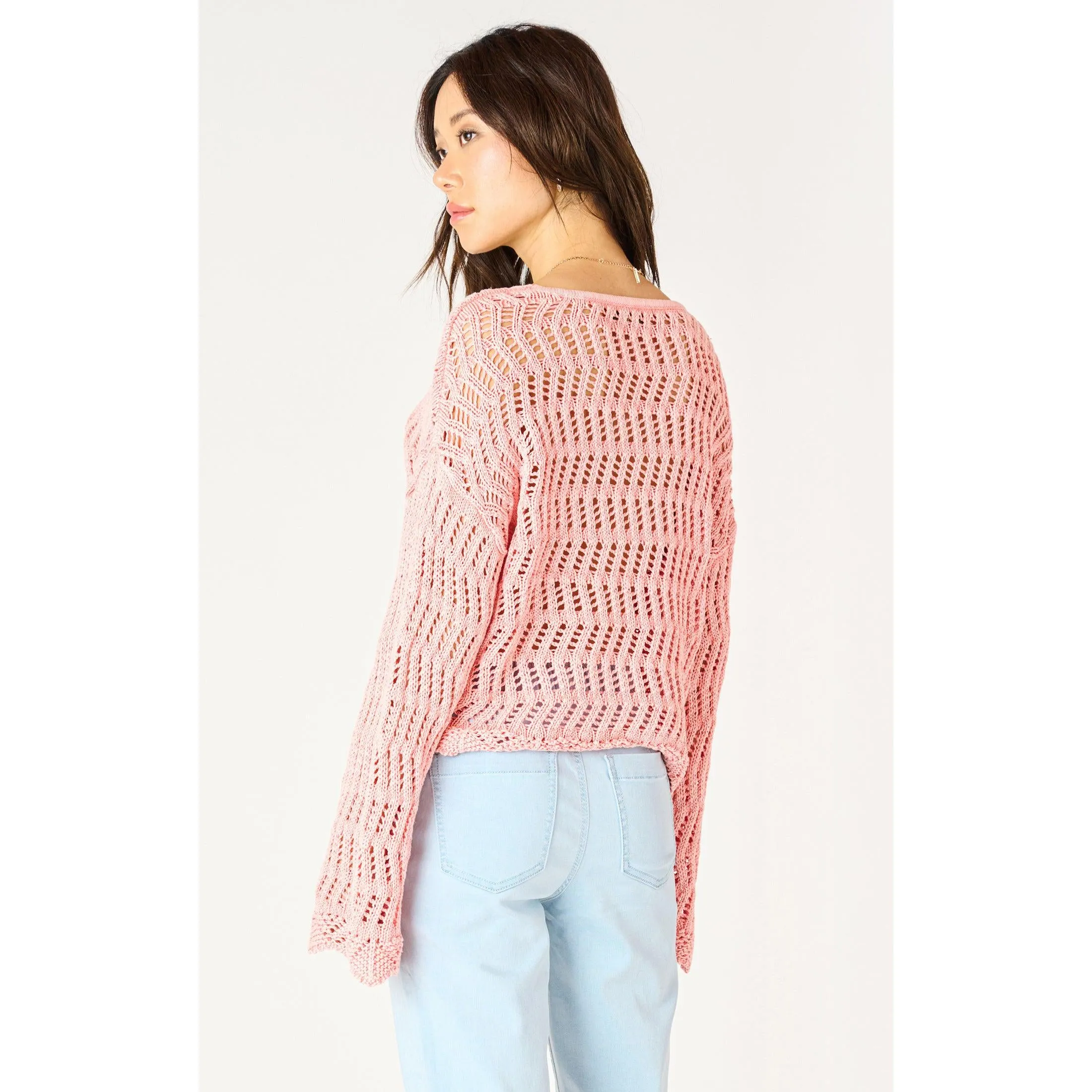 V NECK CROCHET SWEATER