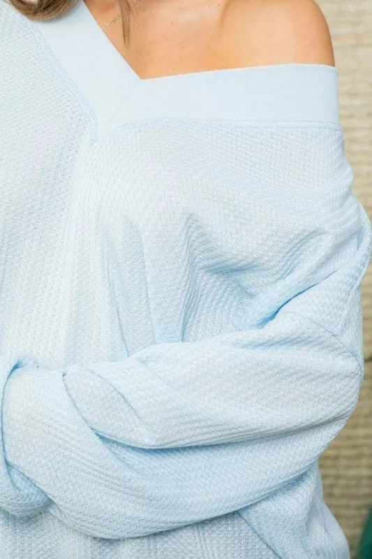 V-Neck Long Sleeve Knit Top