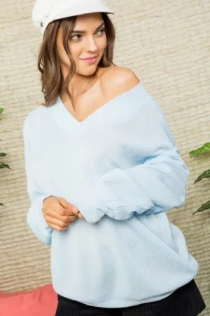 V-Neck Long Sleeve Knit Top