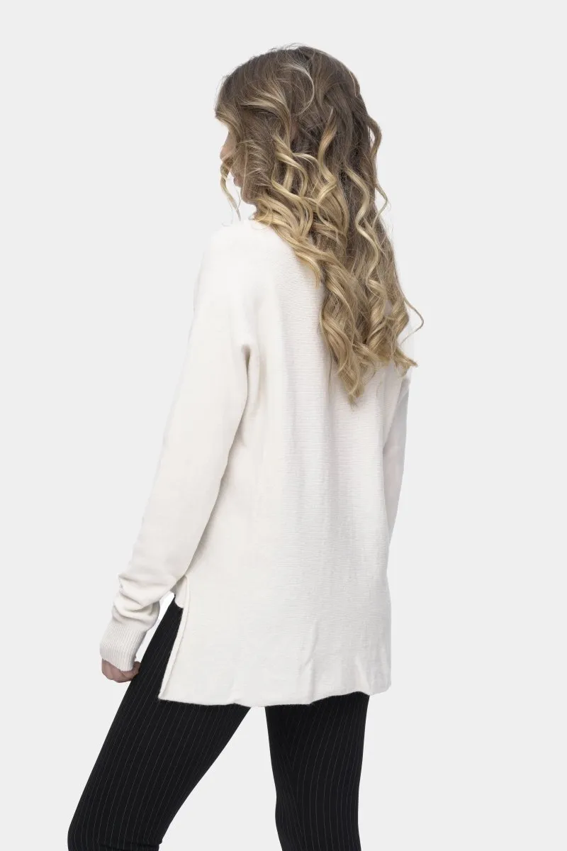 V-Neck Raw Seam Sweater