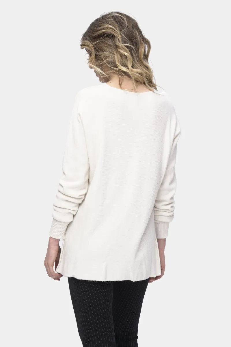V-Neck Raw Seam Sweater