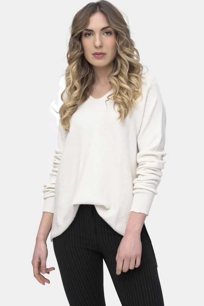 V-Neck Raw Seam Sweater