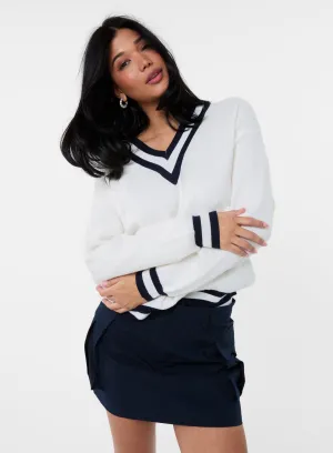 Varsity V Neck Sweater