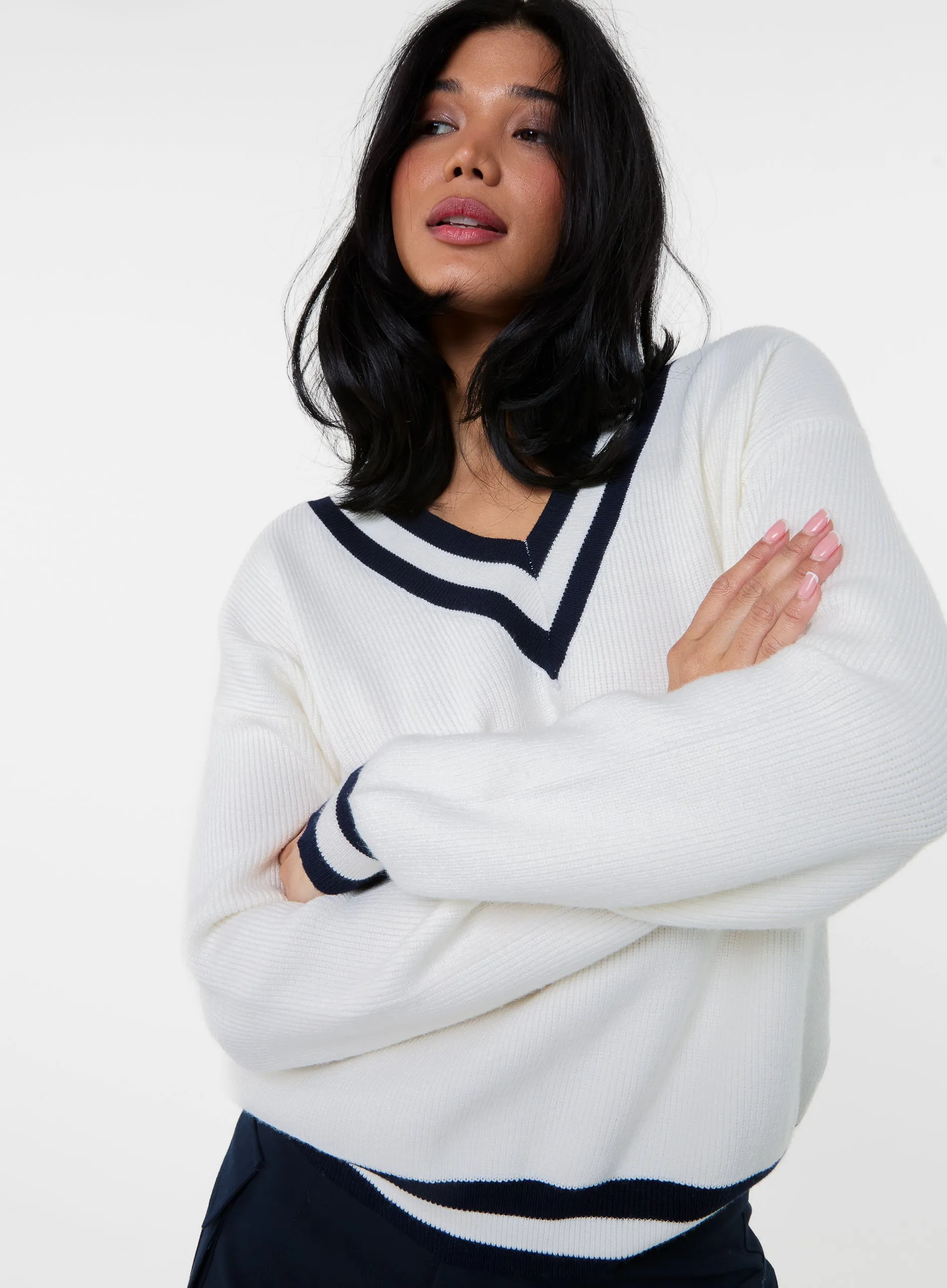 Varsity V Neck Sweater