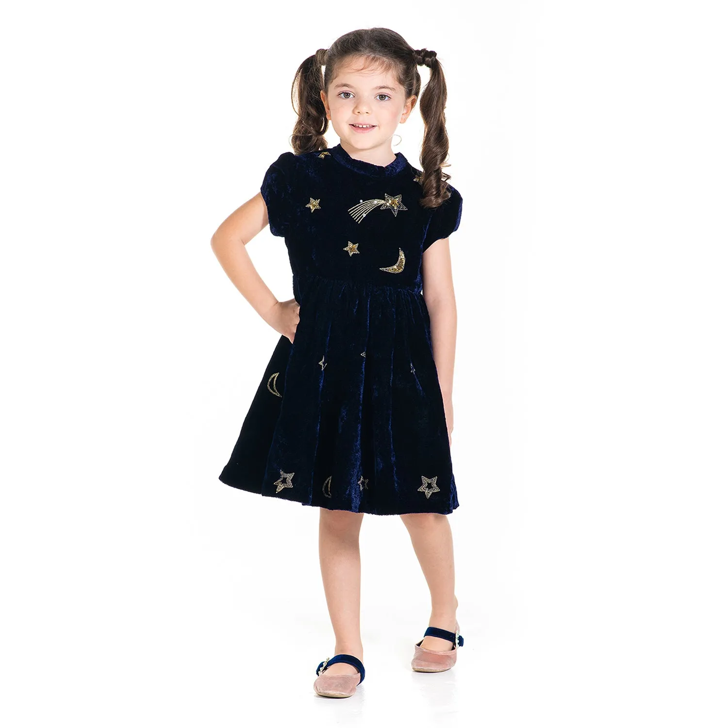 Velvet Fit and Flare A-Line Party Dress