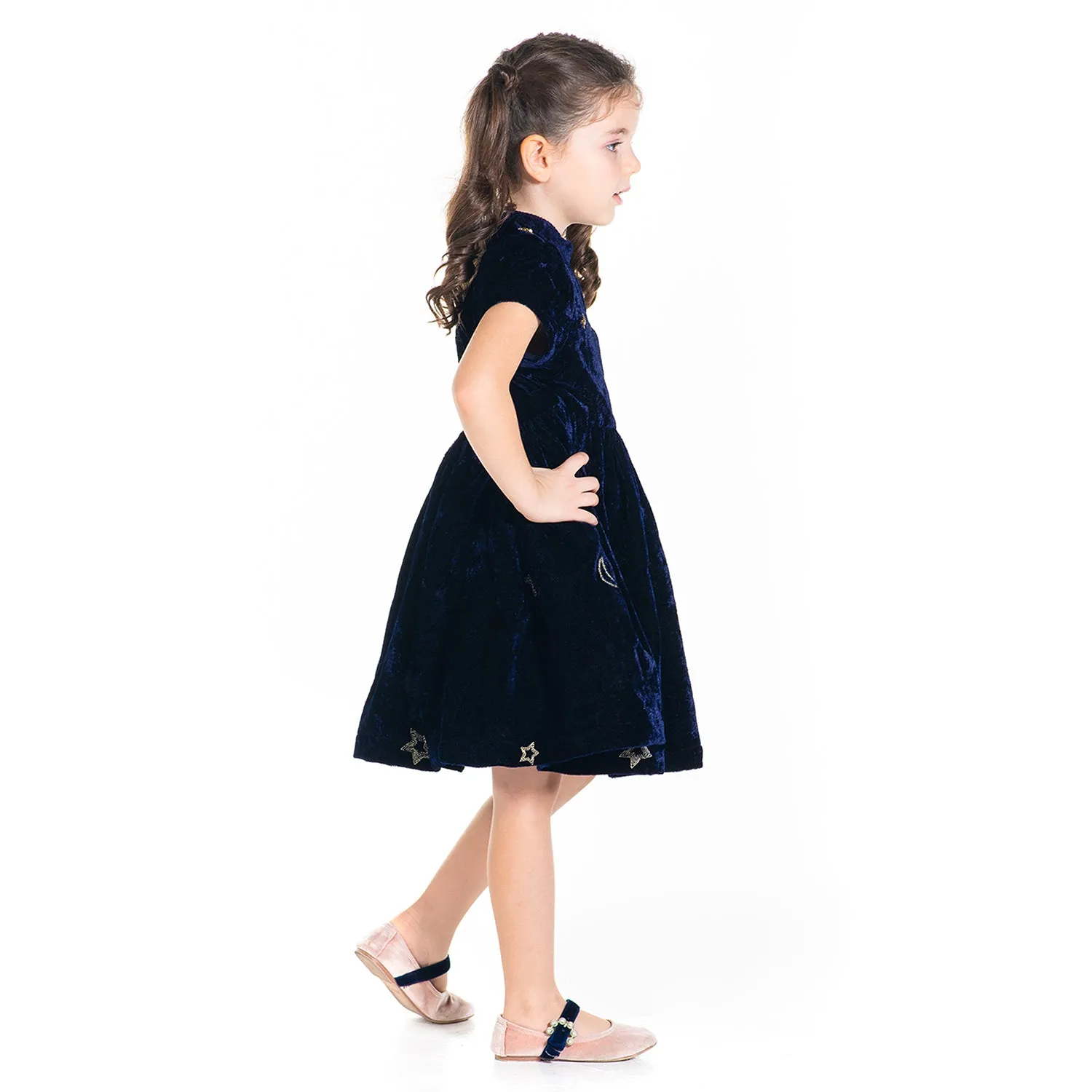 Velvet Fit and Flare A-Line Party Dress