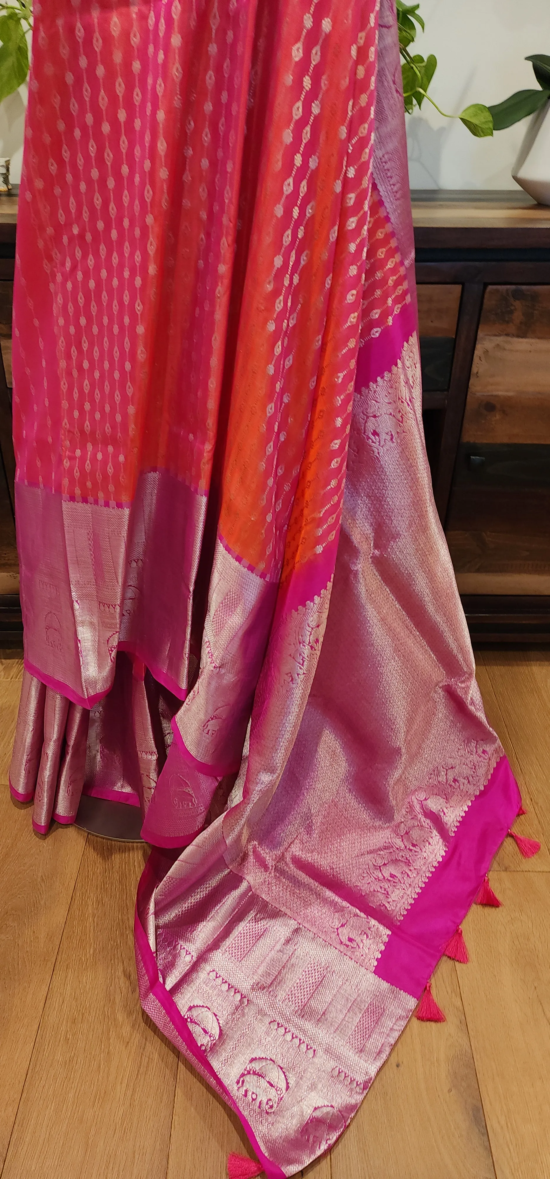 Venkatagiri Silk Saree in Pink w/ Custom Blouse