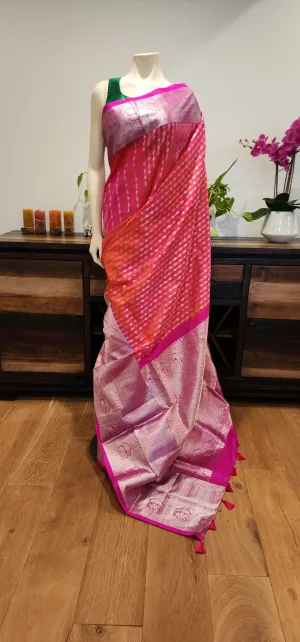 Venkatagiri Silk Saree in Pink w/ Custom Blouse