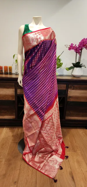 Venkatagiri Silk Saree in Purple W/ Custom Blouse.