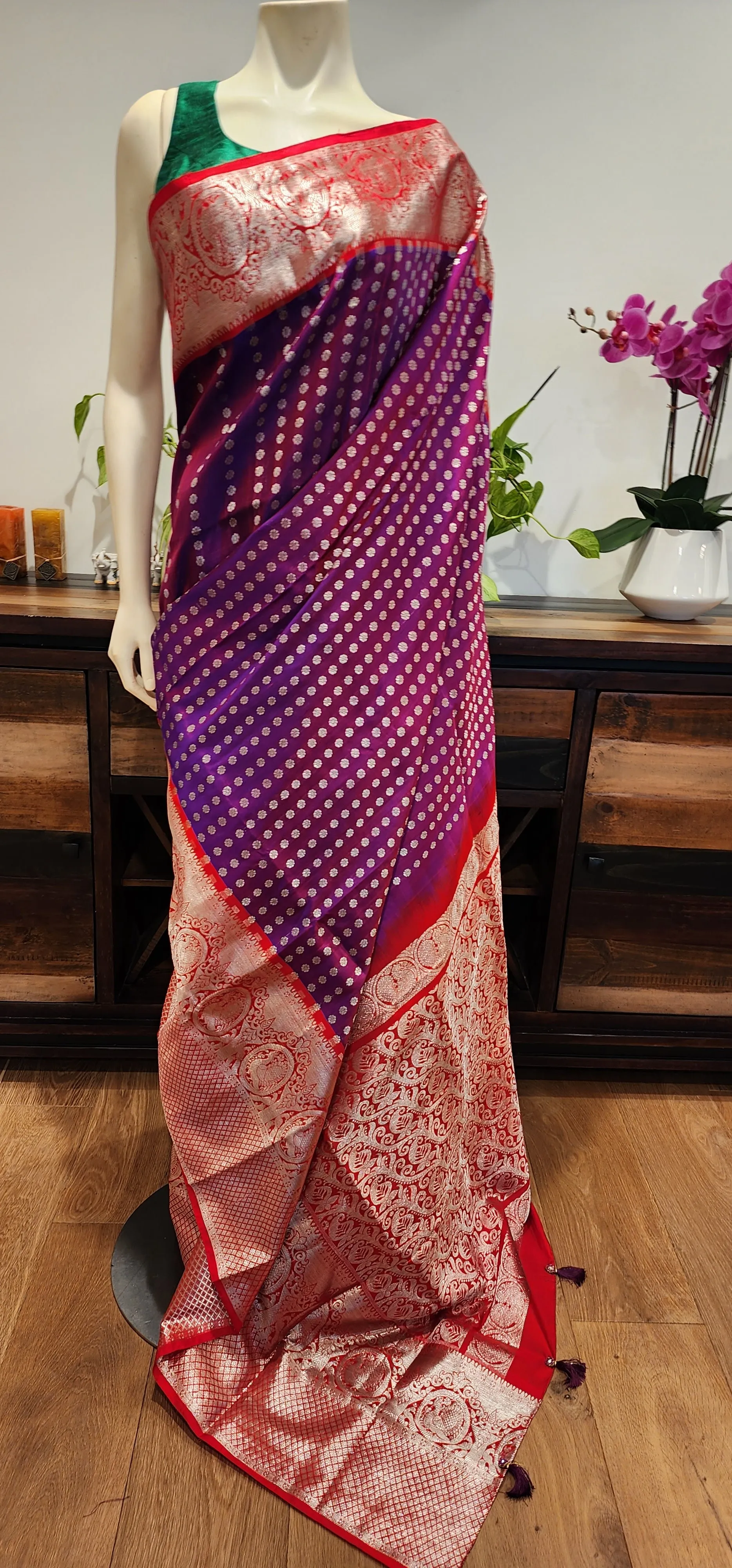 Venkatagiri Silk Saree in Purple W/ Custom Blouse.