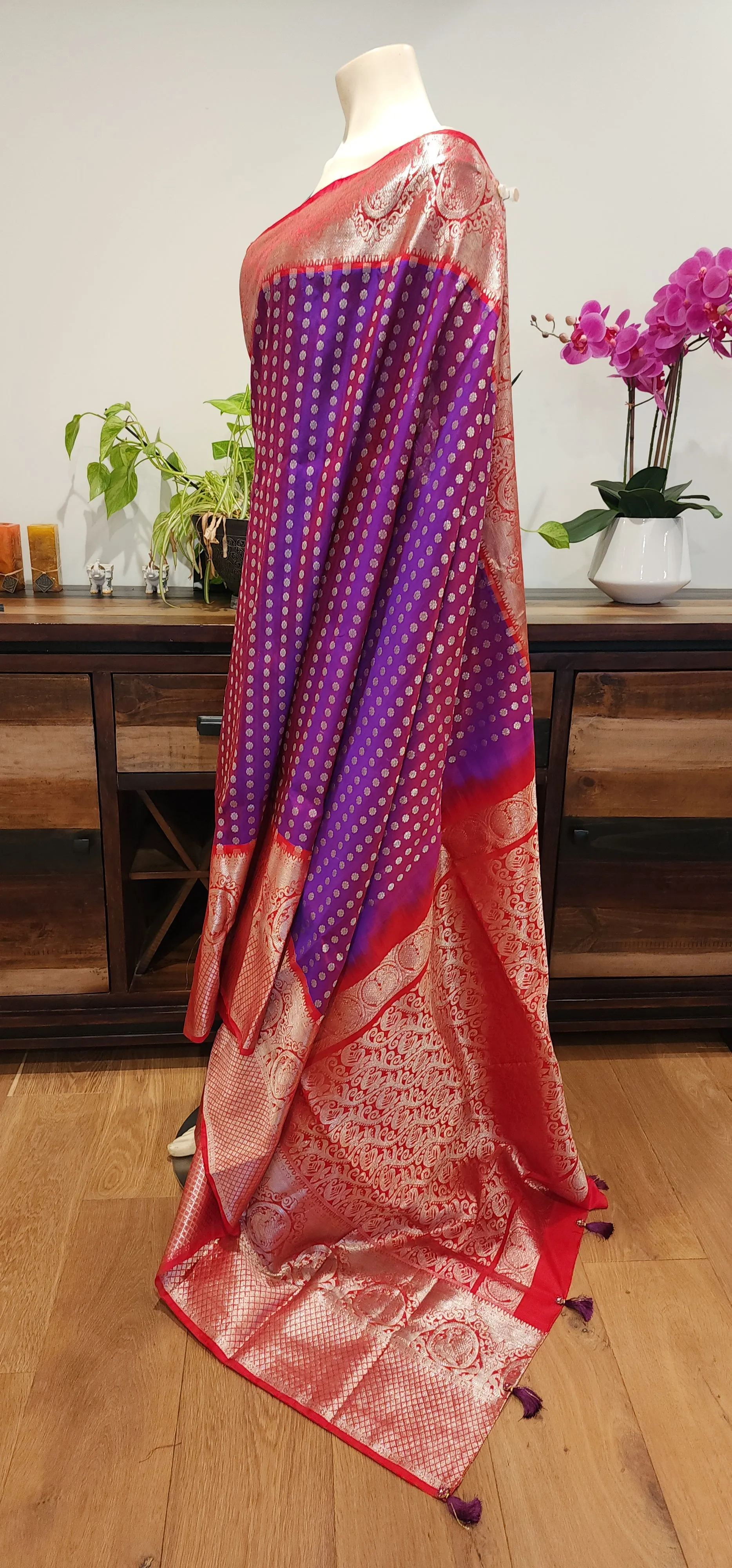 Venkatagiri Silk Saree in Purple W/ Custom Blouse.