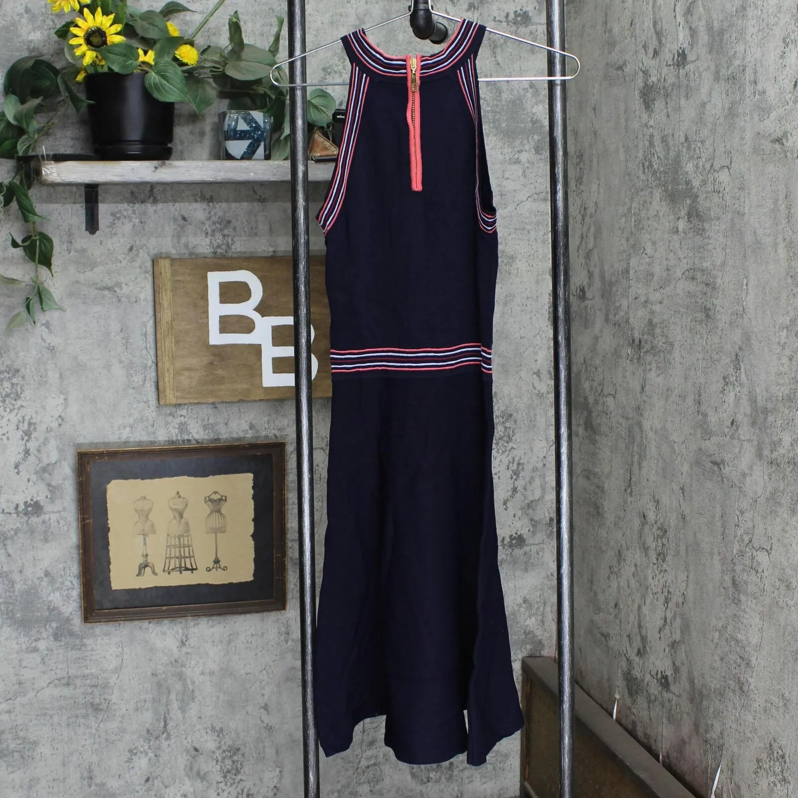 Vince Camuto Womens Knit Sleeveless Fit and Flare Dress VC2-1709 Navy Blue XS