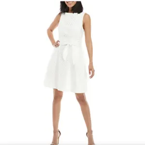 Vince CamutoSleeveless Eyelet Fit and Flare Dress