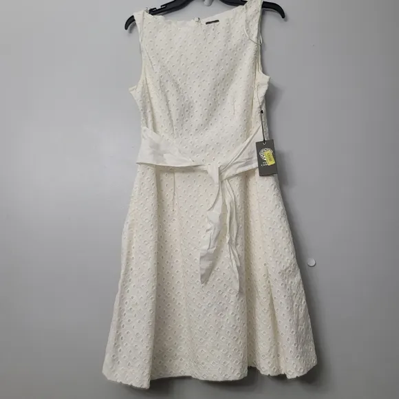 Vince CamutoSleeveless Eyelet Fit and Flare Dress