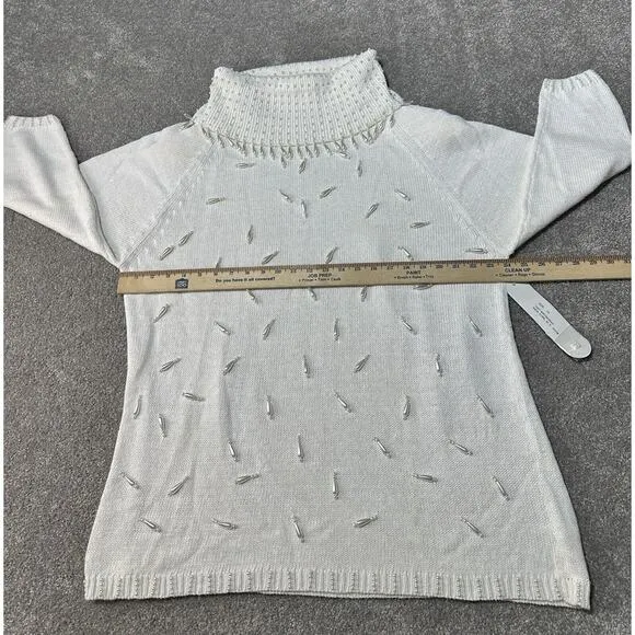 Vintage 80s Pearl Sweater Womens Plus 1X Winter Holiday Christmas Boho Chic