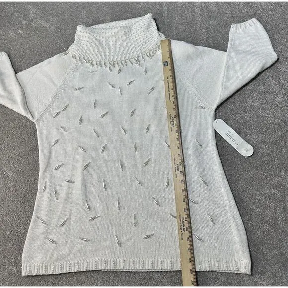 Vintage 80s Pearl Sweater Womens Plus 1X Winter Holiday Christmas Boho Chic