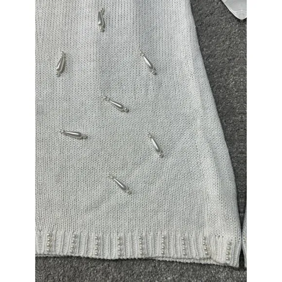 Vintage 80s Pearl Sweater Womens Plus 1X Winter Holiday Christmas Boho Chic