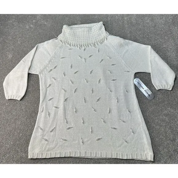 Vintage 80s Pearl Sweater Womens Plus 1X Winter Holiday Christmas Boho Chic