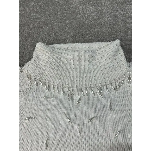 Vintage 80s Pearl Sweater Womens Plus 1X Winter Holiday Christmas Boho Chic