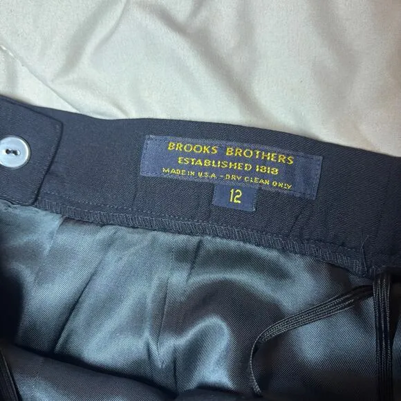 Vintage Brooks Brothers Navy Blue Pencil Skirt Size 12 Made in USA