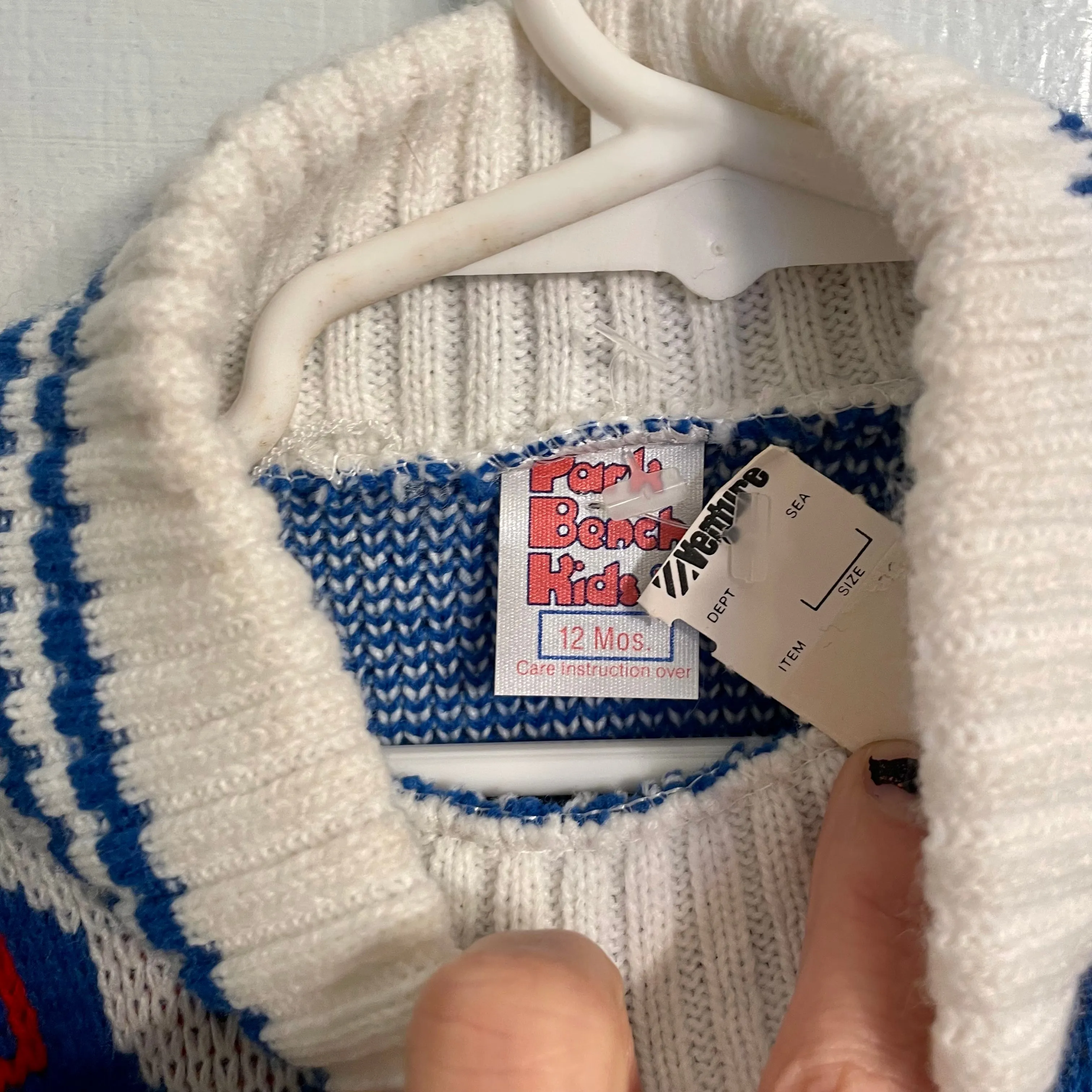 Vintage Deadstock 70s 80s Park Bench Kids Elephant turtleneck sweater // Size 12 months (HT23119)