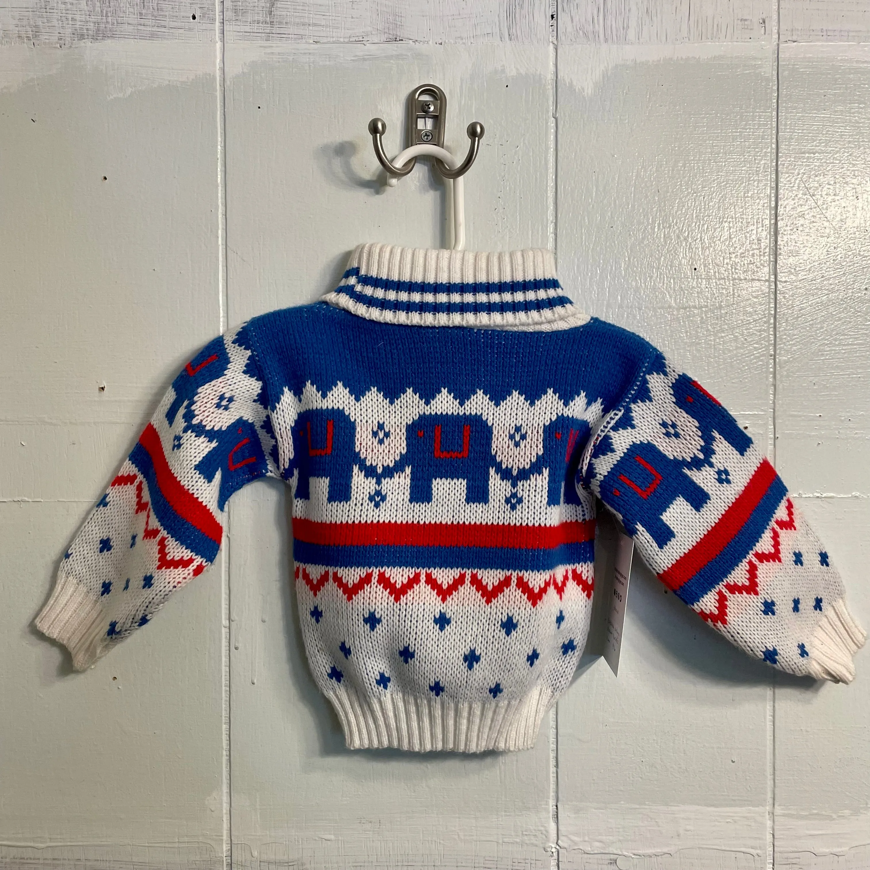 Vintage Deadstock 70s 80s Park Bench Kids Elephant turtleneck sweater // Size 12 months (HT23119)